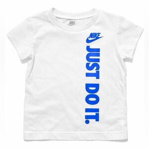 Nike Kids White Tee with Blue Just Do It Graphic